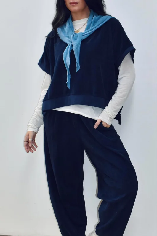 Terry B Hi Lo Tank Navy